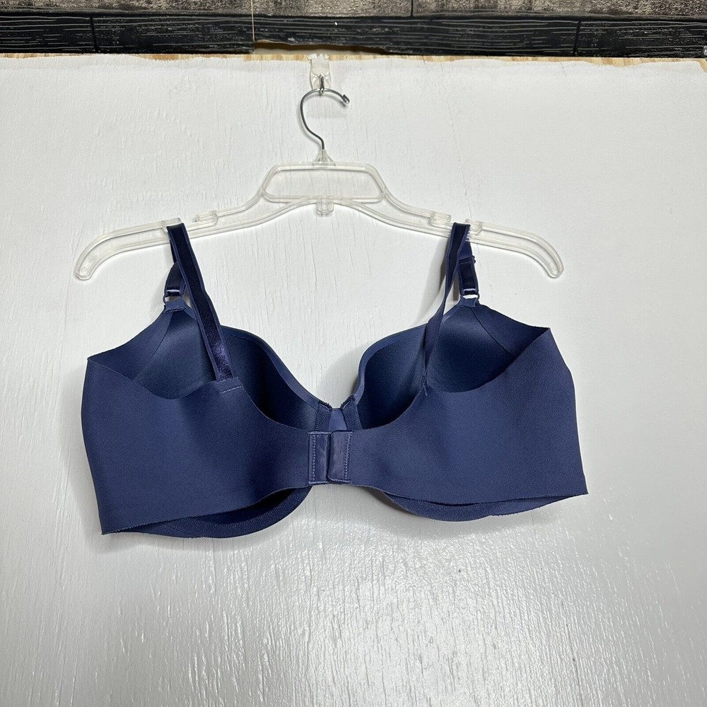 Warners Full Coverage Side Smoothing Bra Size 38C Dusty Blue Back Closure - Picture 2 of 6